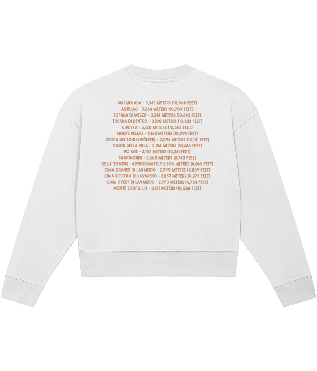 Organic Cotton Cropped Jumper Dolomites Major Peaks Climbing Sweatshirt