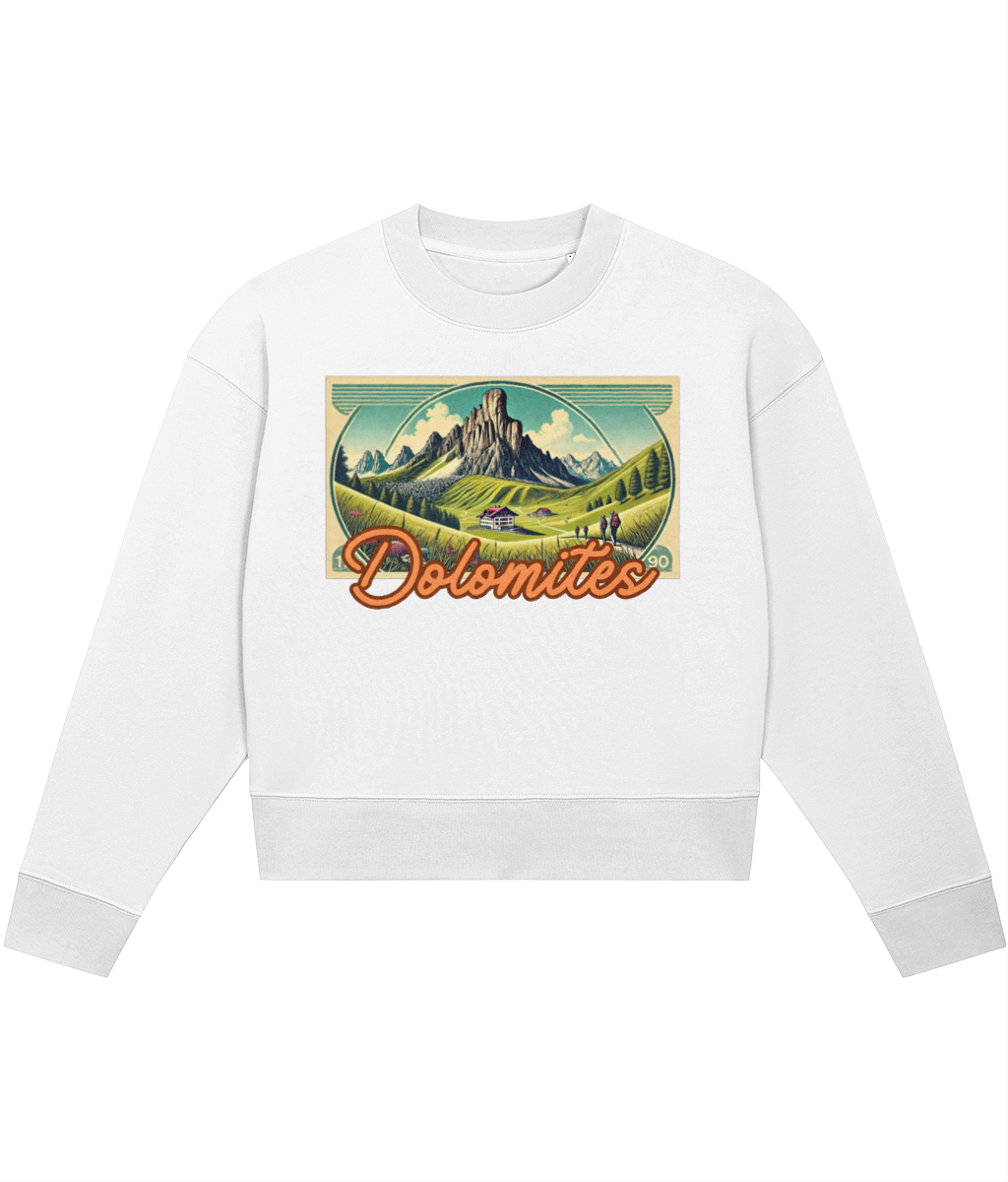 Organic Cotton Cropped Jumper Dolomites Major Peaks Climbing Sweatshirt