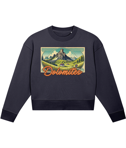 Organic Cotton Cropped Jumper Dolomites Major Peaks Climbing Sweatshirt